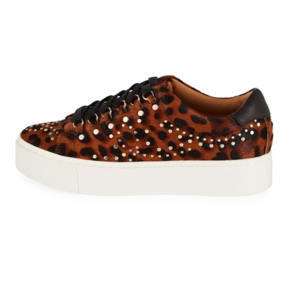 Joie 'Handan' Leopard-Print Calf-Hair Platform Sneakers - Picture 2 of 3